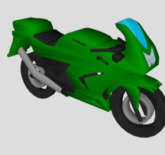 川崎忍者绿色摩托车SU模型下载_sketchup草图大师SKP模型