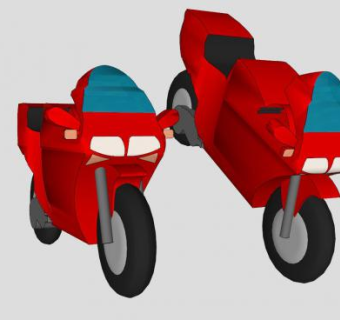 杜卡迪红色摩托车SU模型下载_sketchup草图大师SKP模型