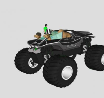 山地四轮越野车和摩托车SU模型下载_sketchup草图大师SKP模型