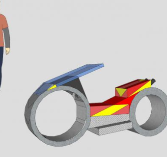 简易摩托车SU模型下载_sketchup草图大师SKP模型