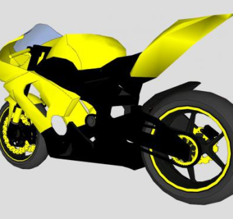 川崎忍者黄色摩托车SU模型下载_sketchup草图大师SKP模型