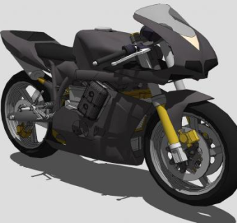 黑色摩托车跑车SU模型下载_sketchup草图大师SKP模型