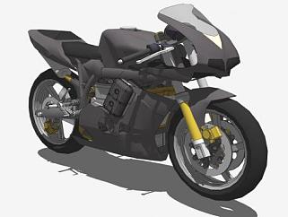 黑色摩托车跑车SU模型下载_sketchup草图大师SKP模型