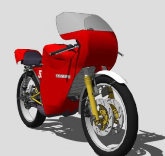 红色重机车车辆SU模型下载_sketchup草图大师SKP模型