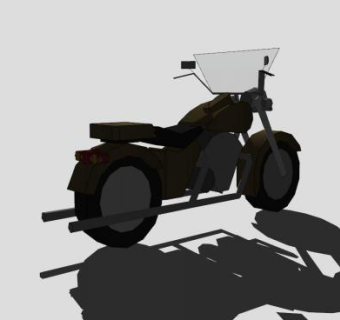棕色老式摩托车SU模型下载_sketchup草图大师SKP模型