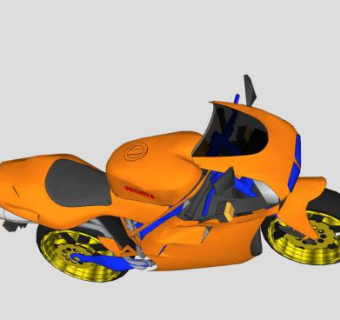 本田摩托车橙色赛车SU模型下载_sketchup草图大师SKP模型