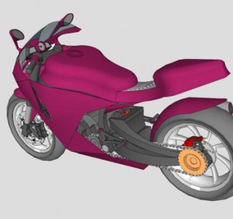 紫色重机车SU模型下载_sketchup草图大师SKP模型