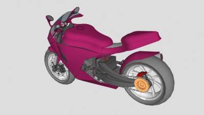 紫色重机车SU模型下载_sketchup草图大师SKP模型