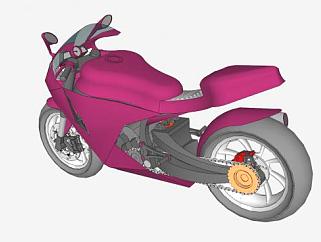 紫色重机车SU模型下载_sketchup草图大师SKP模型