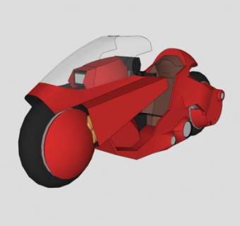 金田红色摩托车SU模型下载_sketchup草图大师SKP模型