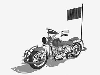 荒野摩托车SU模型下载_sketchup草图大师SKP模型