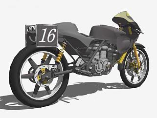 750cc摩托车<em>赛车</em>SU模型下载_sketchup草图大师SKP模型