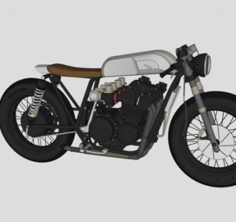 本田复古咖啡摩托赛车SU模型下载_sketchup草图大师SKP模型