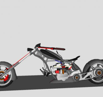 软尾摩托车内部构架SU模型下载_sketchup草图大师SKP模型