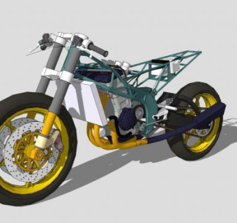 部件改装型摩托车构造SU模型下载_sketchup草图大师SKP模型