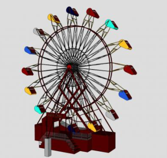 漫游公园景点摩天轮SU模型下载_sketchup草图大师SKP模型