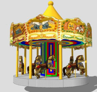卢娜公园旋装木马SU模型下载_sketchup草图大师SKP模型