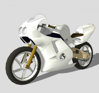 本田CBR250RR白色摩托车SU模型下载_sketchup草图大师SKP模型