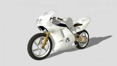 本田CBR250RR白色摩托车SU模型下载_sketchup草图大师SKP模型