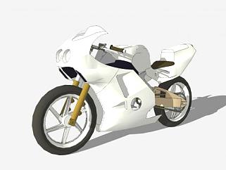 本田CBR250RR白色摩托车SU模型下载_sketchup草图大师SKP模型