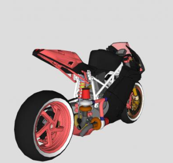 杜卡迪998s摩托车跑车SU模型下载_sketchup草图大师SKP模型