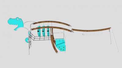 恐龙儿童游戏设备SU模型下载_sketchup草图大师SKP模型