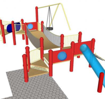 游乐园操场设备SU模型下载_sketchup草图大师SKP模型