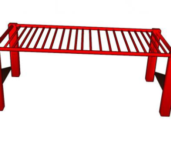 公用红色单杠SU模型下载_sketchup草图大师SKP模型