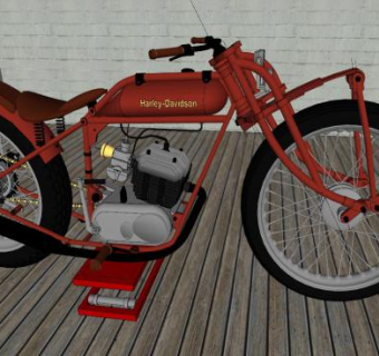 哈雷老式摩托车SU模型下载_sketchup草图大师SKP模型