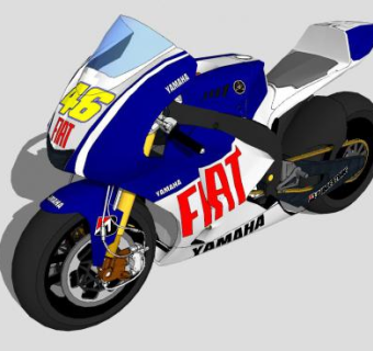 菲亚特雅马哈M1摩托车SU模型下载_sketchup草图大师SKP模型