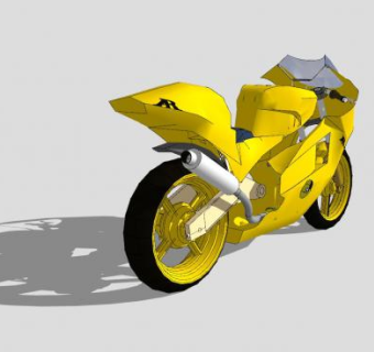本田CBR250黄色摩托车SU模型下载_sketchup草图大师SKP模型