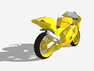 本田CBR250黄色摩托车SU模型下载_sketchup草图大师SKP模型