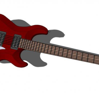 红色吉他音乐乐器SU模型下载_sketchup草图大师SKP模型
