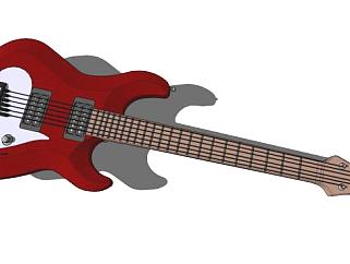 红色吉他音乐乐器SU模型下载_sketchup草图大师SKP模型