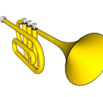 小号吹奏乐器SU模型下载_sketchup草图大师SKP模型