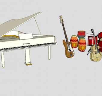 钢琴音乐乐器SU模型下载_sketchup草图大师SKP模型