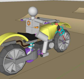 摩托车和特技骑手草图SU模型下载_sketchup草图大师SKP模型