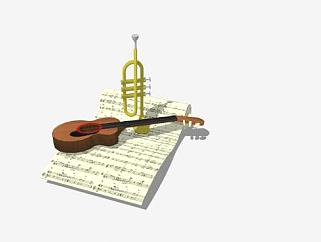 吹奏提琴<em>音乐</em>乐器SU模型下载_sketchup草图大师SKP模型