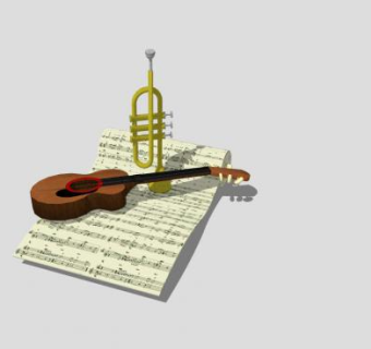 吹奏提琴音乐乐器SU模型下载_sketchup草图大师SKP模型