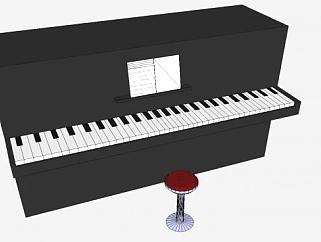 黑色<em>音乐</em>钢琴SU模型下载_sketchup草图大师SKP模型