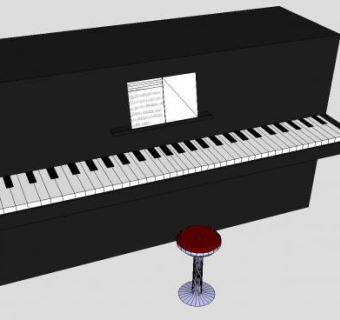 黑色音乐钢琴SU模型下载_sketchup草图大师SKP模型