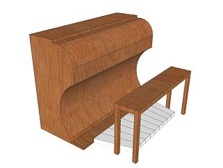 金属钢琴乐器SU模型下载_sketchup草图大师SKP模型