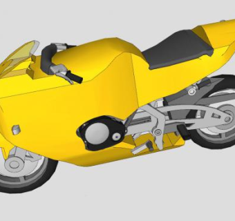 本田CBR1000RR黄色机车SU模型下载_sketchup草图大师SKP模型