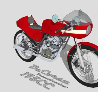 红色175cc摩托车SU模型下载_sketchup草图大师SKP模型
