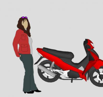 本田x125弯梁车SU模型下载_sketchup草图大师SKP模型