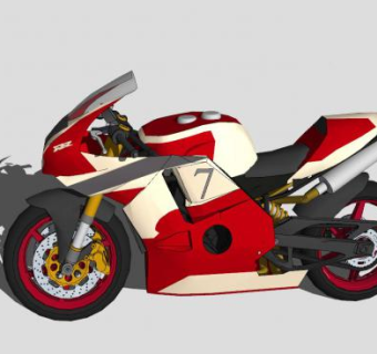 600cc摩托车赛车SU模型下载_sketchup草图大师SKP模型