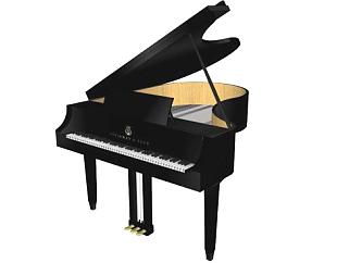 <em>音乐</em>钢琴黑色乐器SU模型下载_sketchup草图大师SKP模型