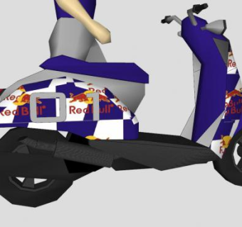 红牛轻型踏板车SU模型下载_sketchup草图大师SKP模型