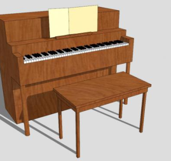 音乐实木钢琴SU模型下载_sketchup草图大师SKP模型