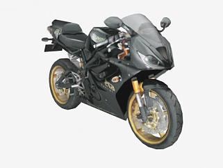 凯旋675黑色摩托车SU模型下载_sketchup草图大师SKP模型